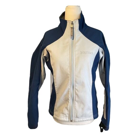 Marmot Windstopper M2 Softshell Jacket Navy Blue Light Blue Full Zip Up S - Picture 1 of 14